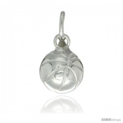 Sterling Silver Hollow Basketball Charm Made in Italy 1/2 in Full Round