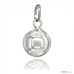 Sterling Silver Hollow Baseball Charm Made in Italy 1/2 in Full Round