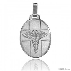 Sterling Silver Medical Attention Medal Made in Italy, 1 1/8 x 7/8 in Oval