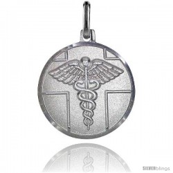 Sterling Silver Medical Attention Medal Made in Italy 3/4 in Round