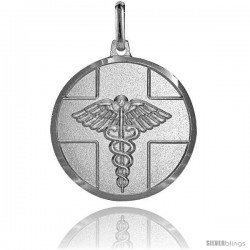 Sterling Silver Medical Attention Medal Made in Italy 7/8 in Round