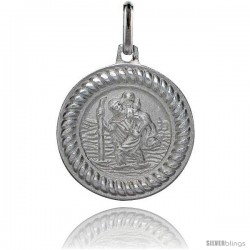 Sterling Silver Saint Christopher Medal Made in Italy 3/4 in