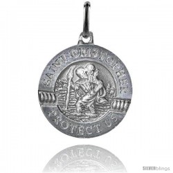 Sterling Silver Saint Christopher Medal Made in Italy 3/4 in -Style Ip163