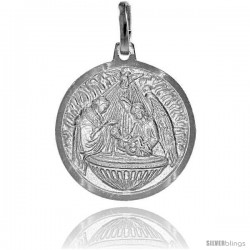 Sterling Silver Nativity Medal Made in Italy 3/4 in