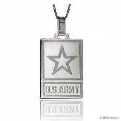 Sterling Silver US ARMY Medal Made in Italy 1 1/4 x 3/4 in Rectangular