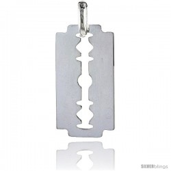 Sterling Silver Razor Blade Charm Made in Italy, 1 1/2 in
