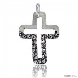 Sterling Silver Cross Pendant Hammered / Polished Made in Italy, 1 1/16 in tall
