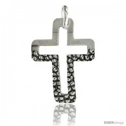 Sterling Silver Cross Pendant Hammered / Polished Made in Italy, 1 1/2 in tall -Style Ip181