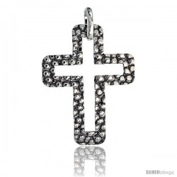 Sterling Silver Cross Pendant Hammered-finish Made in Italy, 1 1/2 in tall