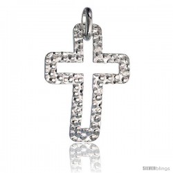 Sterling Silver Cross Pendant Hammered-finish Made in Italy, 1 1/2 in tall -Style Ip183