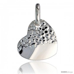 Sterling Silver Heart Pendant Hammered / Polished Made in Italy, 7/8 in tall -Style Ip185