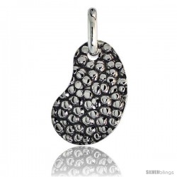 Sterling Silver Hammered Finish Kidney Pendant Made in Italy, 1 in tall