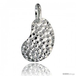 Sterling Silver Hammered Finish Kidney Pendant Made in Italy, 1 in tall -Style Ip189