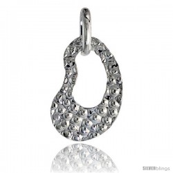 Sterling Silver Hammered Finish Kidney Cut-Out Pendant Made in Italy, 1 in tall -Style Ip193