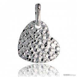 Sterling Silver Heart Pendant Hammered-finish Made in Italy, 7/8 in tall -Style Ip197