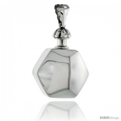 Sterling Silver Hexagon Urn Pendant, Ash Container w/ Screw-on Lock, 1 1/2" (39 mm) tall