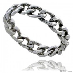 Sterling Silver Cable Chain Link Wedding Band Ring 3/16 in wide