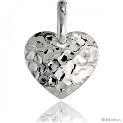 Sterling Silver Heart Pendant Hammered-finish Made in Italy, 3/4 in tall