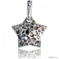 Sterling Silver Star Pendant Hammered-finish Made in Italy, 3/4 in tall