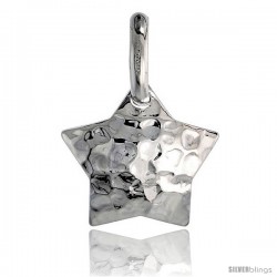 Sterling Silver Star Pendant Hammered-finish Made in Italy, 3/4 in tall -Style Ip205