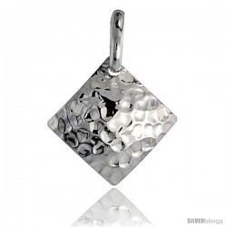 Sterling Silver Square Pendant Hammered-finish Made in Italy, 1 in -Style Ip207