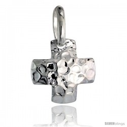 Sterling Silver Cross Pendant Hammered-finish Made in Italy, 3/4 in tall -Style Ip209