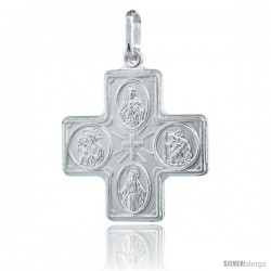 Sterling Silver 4-way Cross Medal Made in Italy, 1 in tall