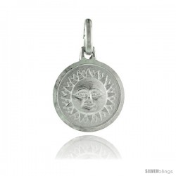 Sterling Silver Sun & Crescent Moon Reversible Medal Made in Italy, 5/8 in tall