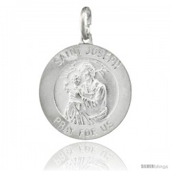 Sterling Silver Saint Joseph Medal Made in Italy, Medal, 7/8 in Round -Style Ip222