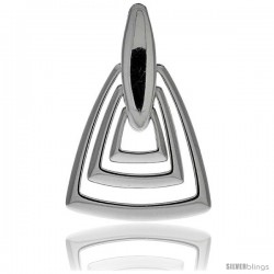 Sterling Silver Triple Triangle Cut Outs Pendant, 1 5/16" (33 mm) tall