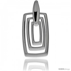 Sterling Silver Triple Rectangle Cut Outs Pendant, 1 5/8" (42 mm) tall