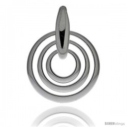 Sterling Silver Triple Circle Cut Outs Pendant, 1 3/8" (35 mm) tall