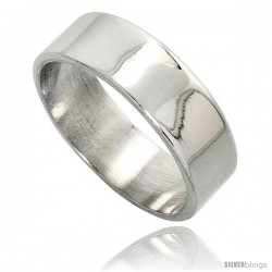 Sterling Silver 7 mm Flat Wedding Band