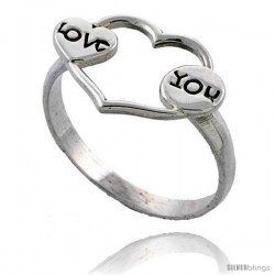 Sterling Silver LOVE Heart Ring 1/2 in wide