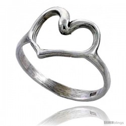 Sterling Silver Heart Cut-out Ring 1/2 in wide