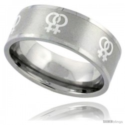 Stainless Steel Lesbian Symbols Ring 8mm Wedding Band
