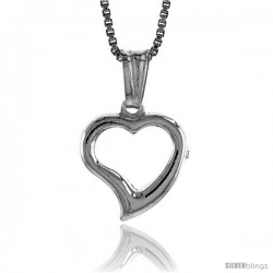 Sterling Silver Small Heart Pendant, Made in Italy. 1/2 in. (13 mm) Tall