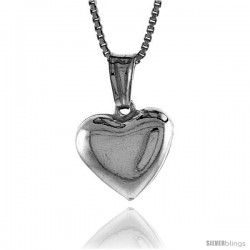 Sterling Silver Small Heart Pendant, Made in Italy. 1/2 in. (12 mm) Tall -Style Iph107