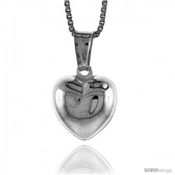 Sterling Silver Small Heart Pendant, Made in Italy. 1/2 in. (12 mm) Tall -Style Iph108