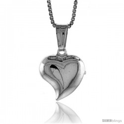 Sterling Silver Small Heart Pendant, Made in Italy. 1/2 in. (13 mm) Tall -Style Iph109