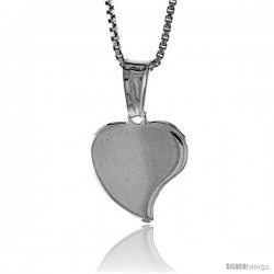 Sterling Silver Small Heart Pendant, Made in Italy. 1/2 in. (13 mm) Tall -Style Iph110