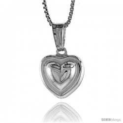Sterling Silver Small Heart Pendant, Made in Italy. 1/2 in. (12 mm) Tall -Style Iph112
