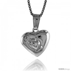 Sterling Silver Small Heart Pendant, Made in Italy. 1/2 in. (12 mm) Tall -Style Iph113