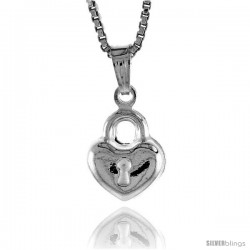 Sterling Silver Teeny Heart with Lock Pendant, Made in Italy. 3/8 in. (9 mm) Tall -Style Iph117