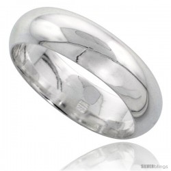 Sterling Silver 6 mm High Dome Wedding Band Thumb Ring