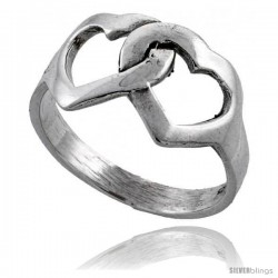 Sterling Silver Lovers' Double Heart Cut-out Ring 1/2 in wide