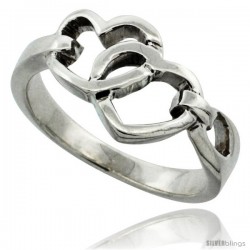 Sterling Silver Double Heart Cut-outs Ring 5/16 in wide