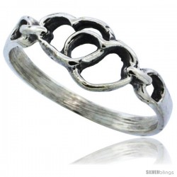 Sterling Silver Double Heart Cut-outs Ring 5/16 in wide -Style Tr527b