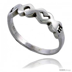 Sterling Silver Heart Link Ring 3/16 in wide