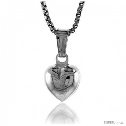 Sterling Silver Teeny Heart Pendant, Made in Italy. 5/16 in. (8 mm) Tall